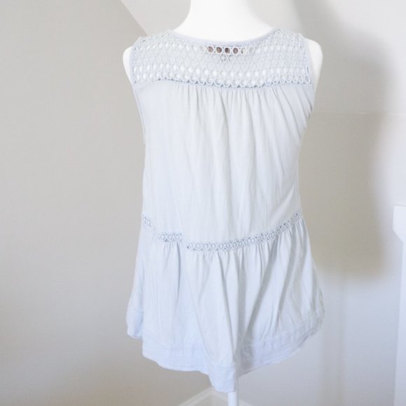 LOFT Light Blue Crochet Detail Sleeveless Top XS - Picture 4 of 4